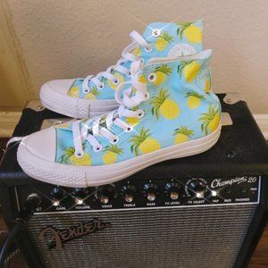 Pineapple print high top converse